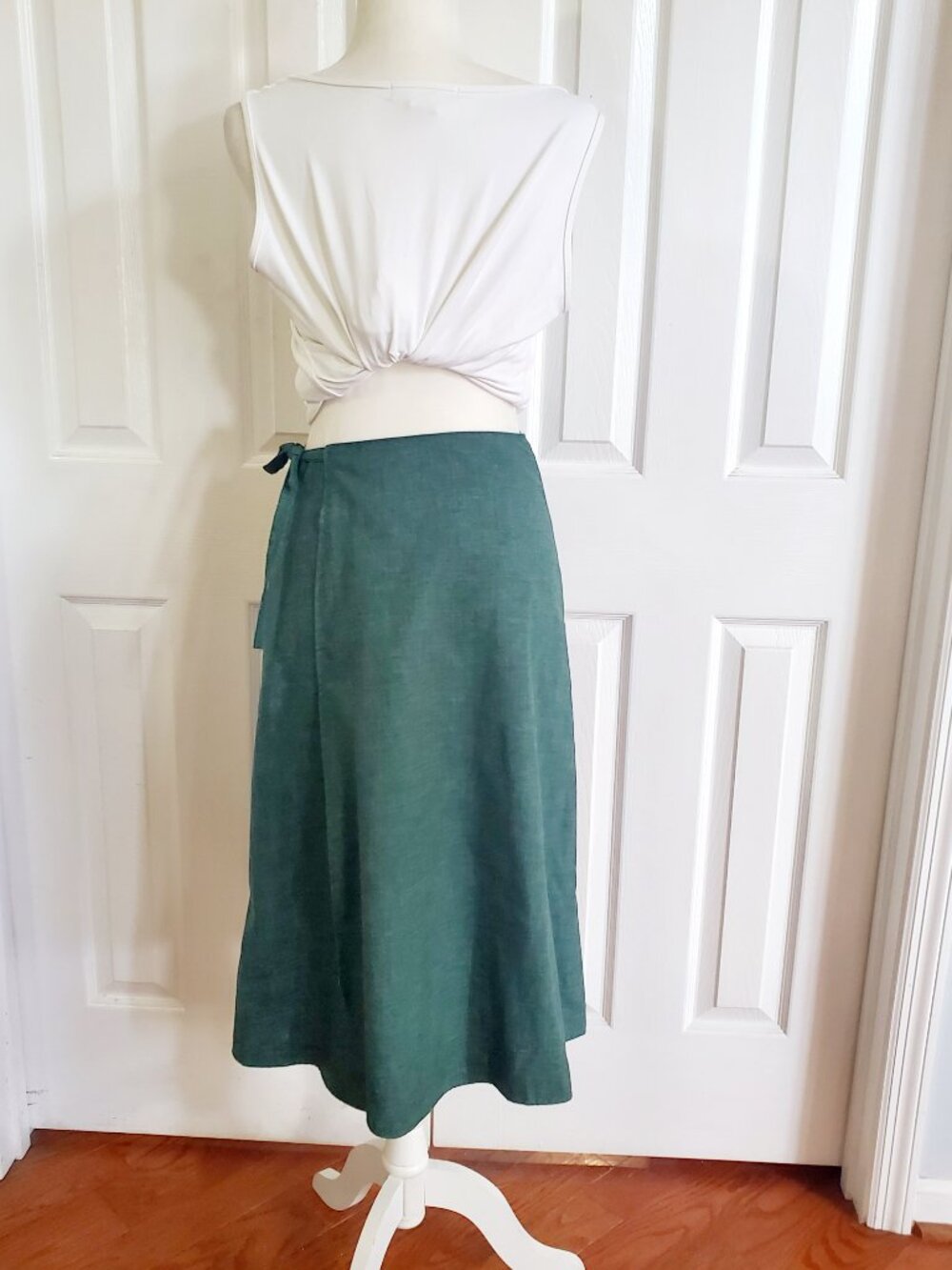 Vintage The Pond Reversible Wrap Skirt Cottagecore Gingham Folk Art Midi Skirt M - Picture 3 of 13